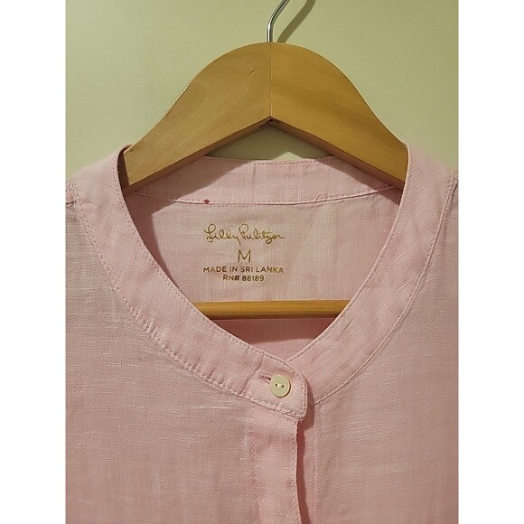Lilly Pulitzer Briette Button Down Sleeveless Linen Top Urchin Pink Size Medium - Picture 4 of 8